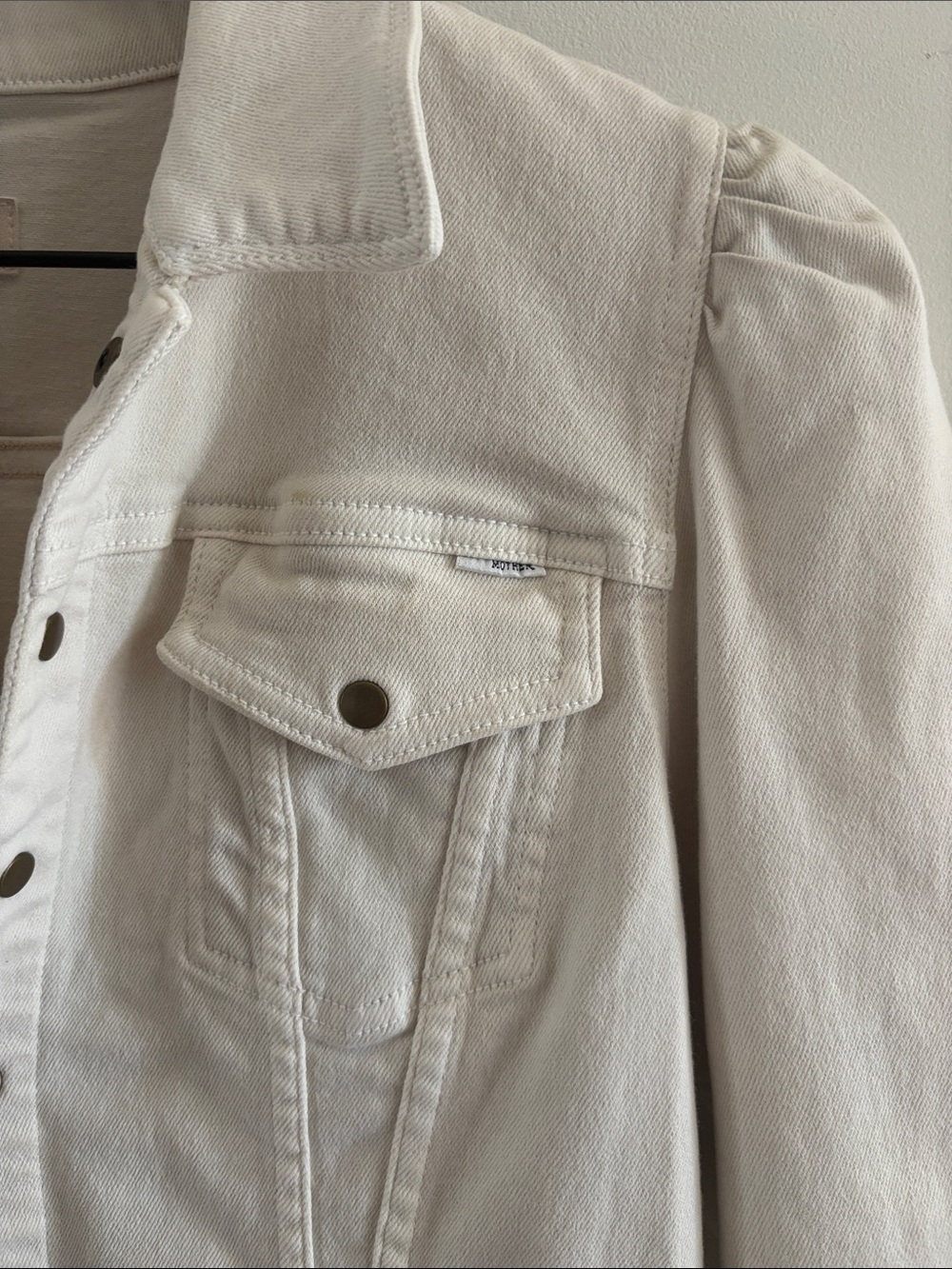 MOTHER Cream Denim Mini Dress- Button Front - Picture 2 of 10